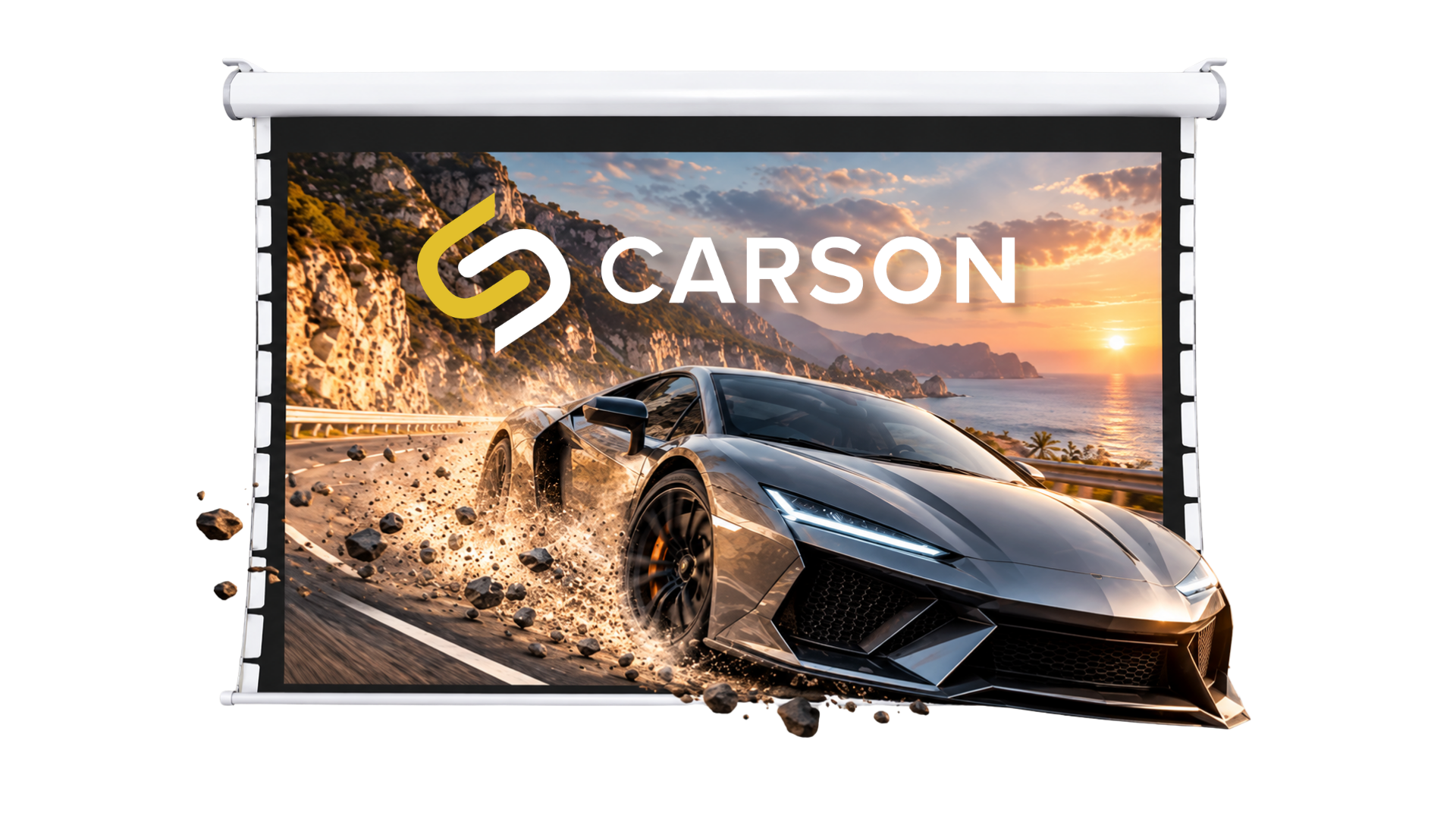 Carson Preference Carbon UHC Tab-Tensioned Powered Projector Screen | 16:9